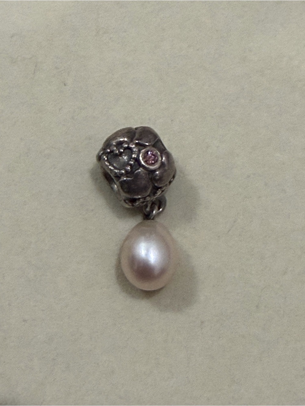 Authentic Pandora Sterling Silver Pearl of Hearts Dangle Charm